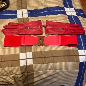 Beautiful gloves red color M size with zipper